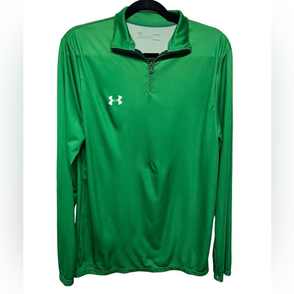 Under Armour Heat Gear Green Quarter Zip Sweatshirt Loose Long Sleeve Athletic